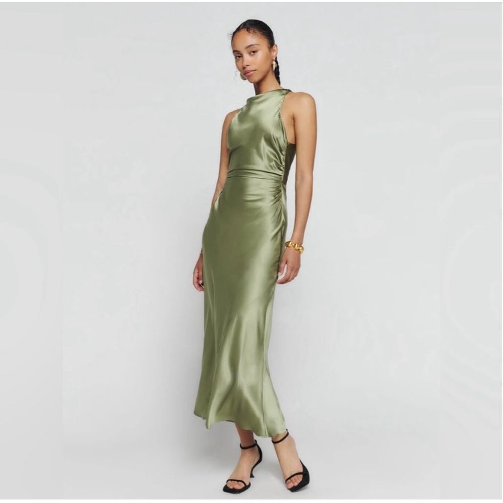 NWT Reformation Casette Silk Dress - Size 4 - Artichoke